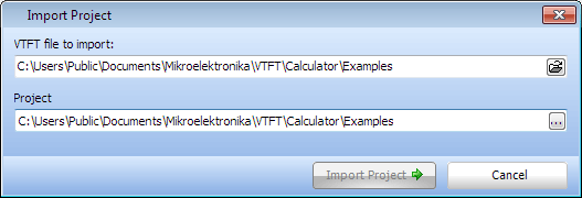 Importing Visual TFT Project