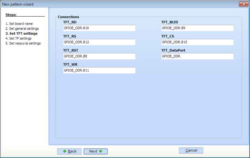 Set TFT Settings