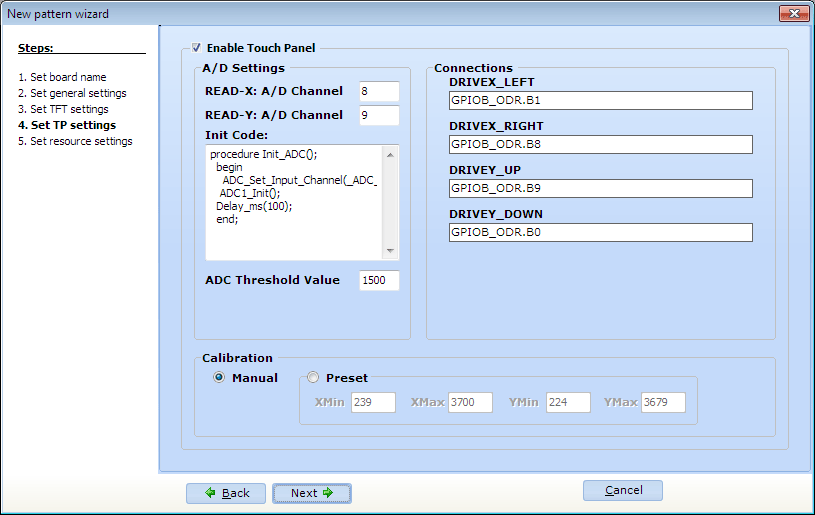 Set TP settings