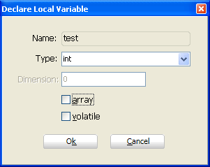 Declare local variable