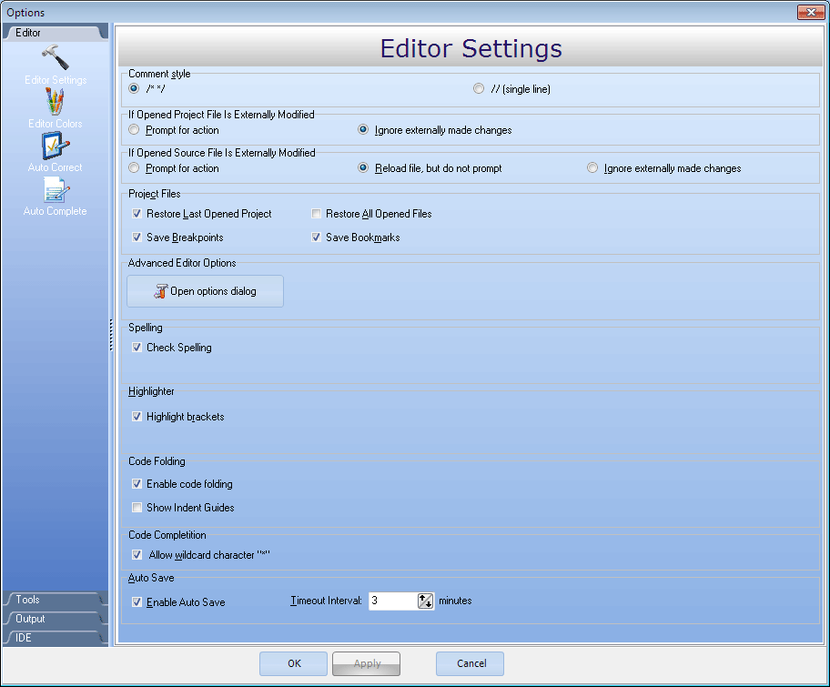 Editor Settings Window