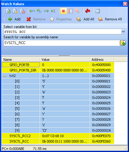 Watch Values Window