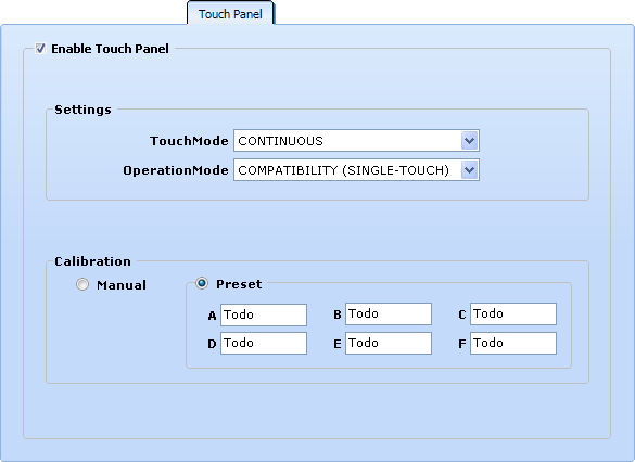 FT801 and FT810 Touch Panel Settings