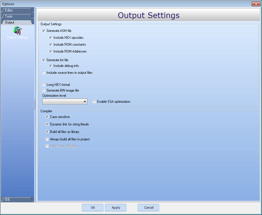 Output Settings