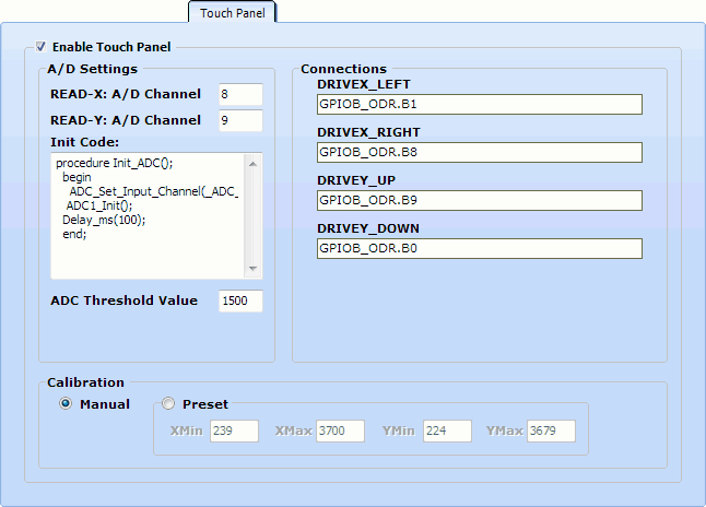 Touch Panel Settings