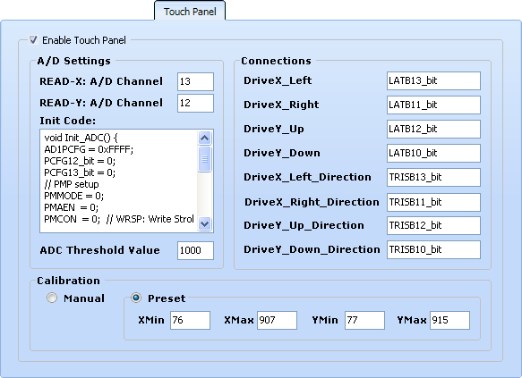 Touch Panel Settings